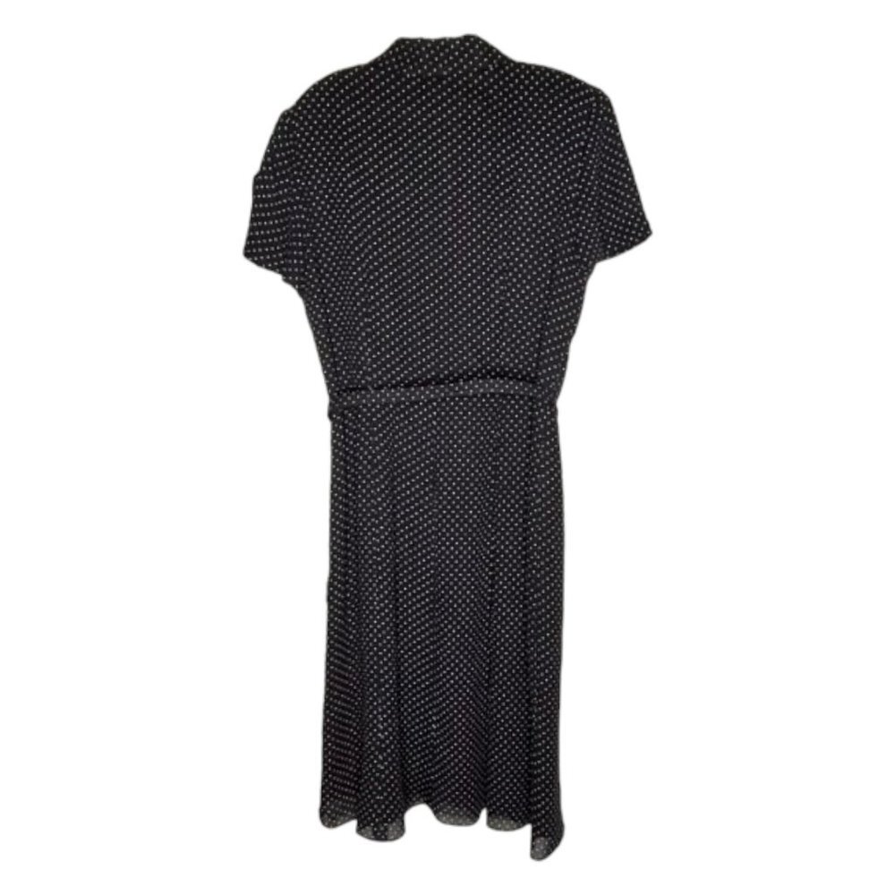 Brooks Brothers Dotted Belted Button Up Shirtwaist Dress - Navy/White - 14P - Picture 5 of 10